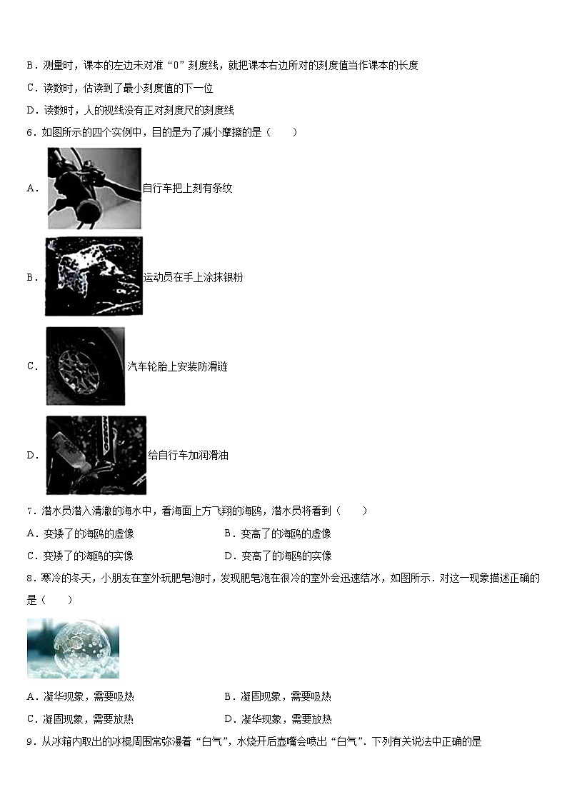 2023-2024学年北京市大兴区物理八年级第一学期期末调研模拟试题含答案02