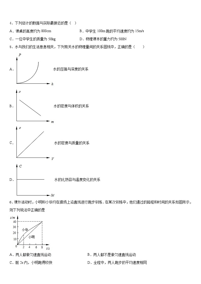 2023-2024学年南京市旭东中学八年级物理第一学期期末教学质量检测模拟试题含答案第2页