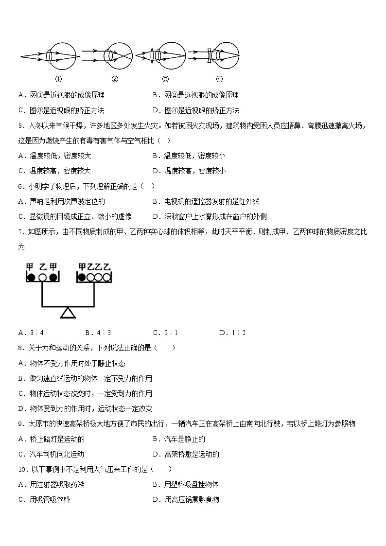 2023-2024学年吉林省柳河县八上物理期末检测模拟试题含答案02