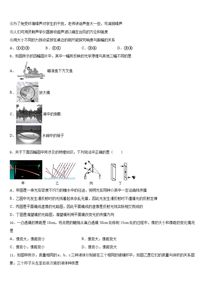 2023-2024学年吉林省农安县普通中学八上物理期末检测试题含答案第3页