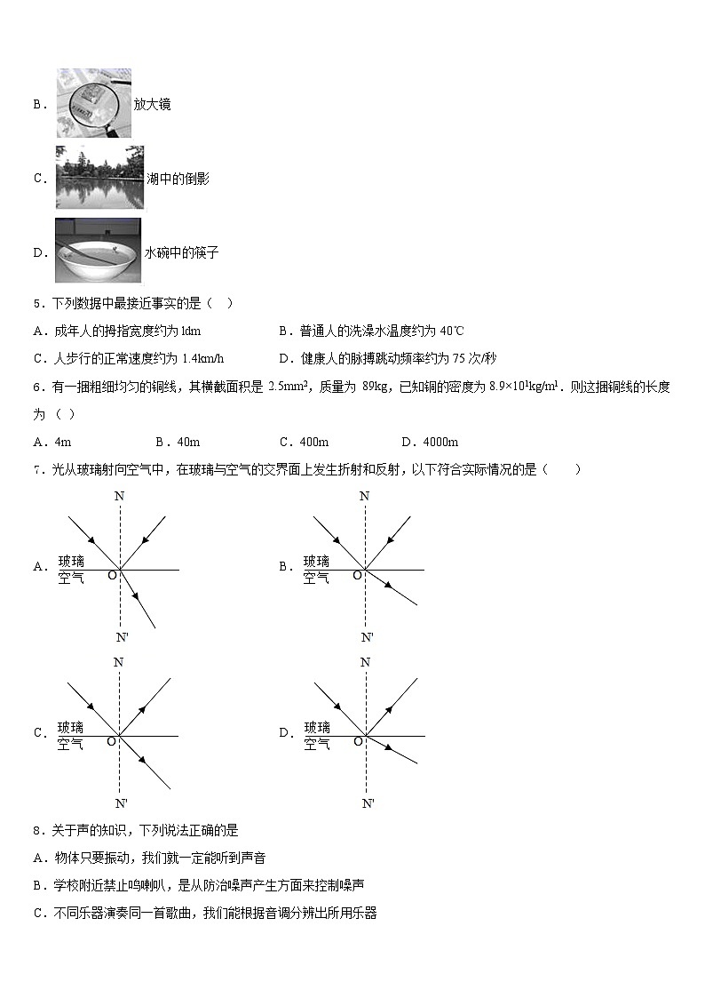 2023-2024学年吉林省松原市宁江区第四中学物理八上期末质量跟踪监视模拟试题含答案第2页