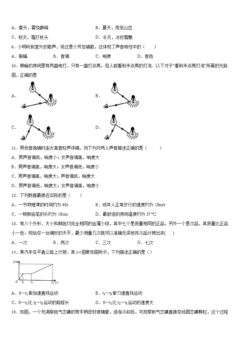 2023-2024学年吉林省通化市外国语学校八上物理期末经典模拟试题含答案第3页