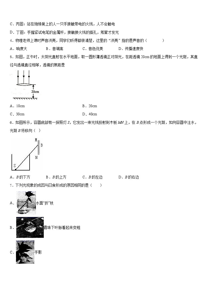 2023-2024学年吉林省长春市九台市八上物理期末统考模拟试题含答案第2页