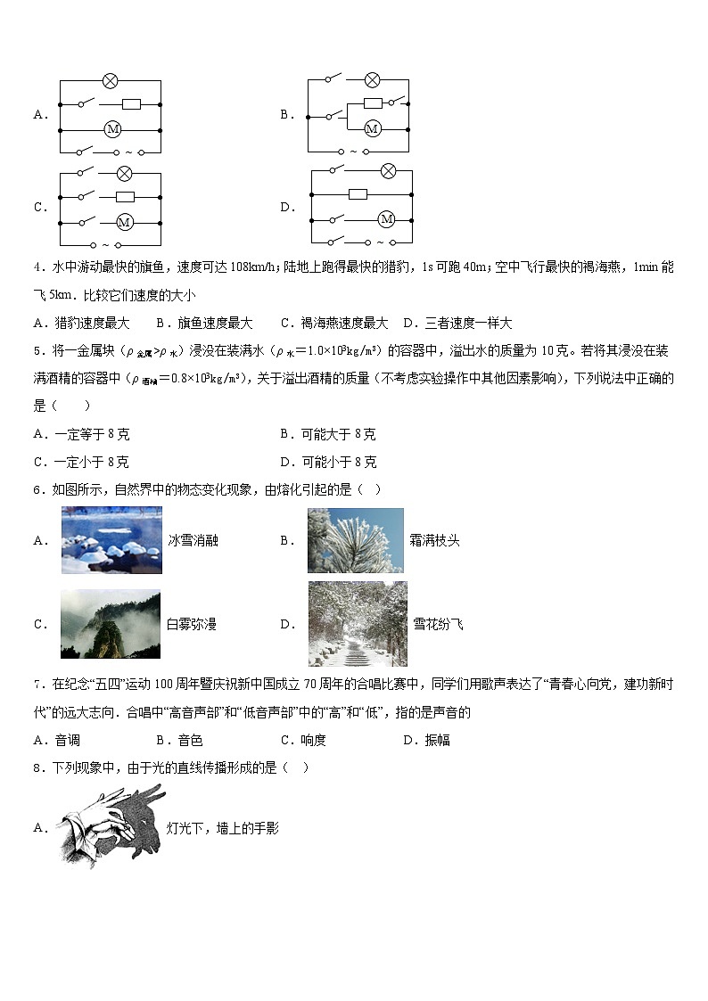 2023-2024学年吉林省长春市解放大路中学物理八年级第一学期期末经典试题含答案第2页