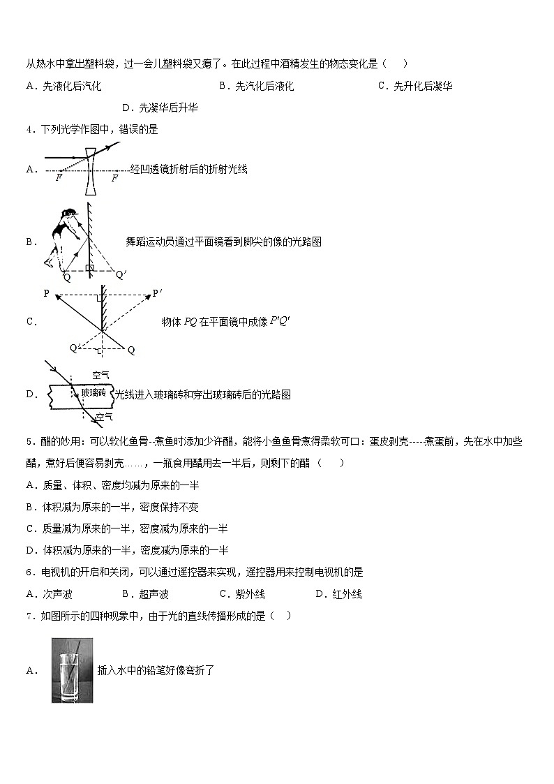 2023-2024学年哈尔滨星光中学物理八年级第一学期期末经典试题含答案第2页