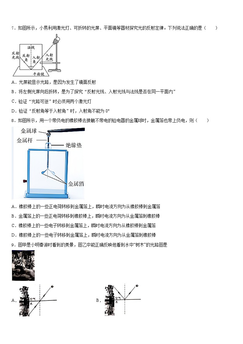 2023-2024学年嘉兴市重点中学八上物理期末监测试题含答案第2页