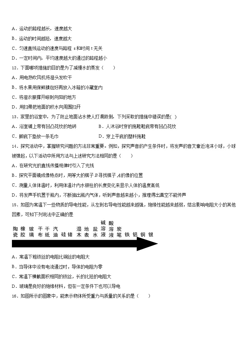2023-2024学年四川省乐山市夹江中学物理八上期末质量跟踪监视试题含答案03