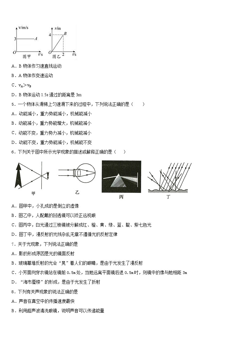 2023-2024学年四川省凉山物理八年级第一学期期末质量跟踪监视试题含答案第2页