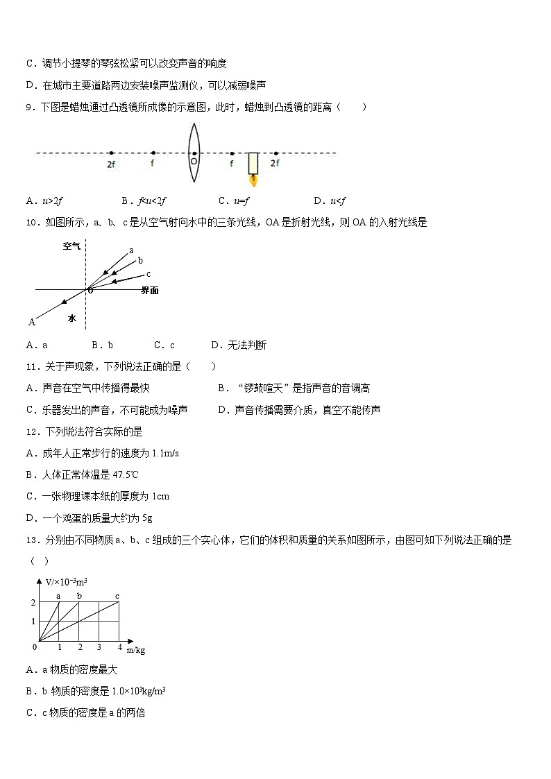 2023-2024学年四川省凉山物理八年级第一学期期末质量跟踪监视试题含答案第3页