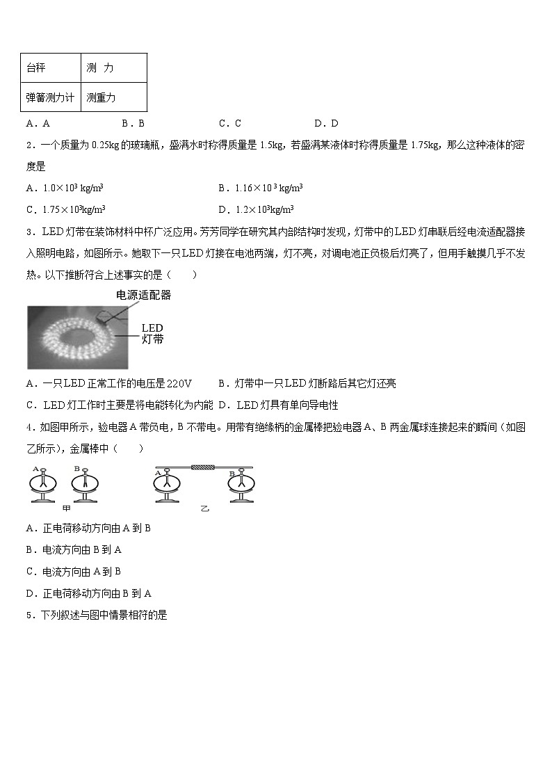 2023-2024学年四川省南充市嘉陵区物理八上期末检测模拟试题含答案第2页