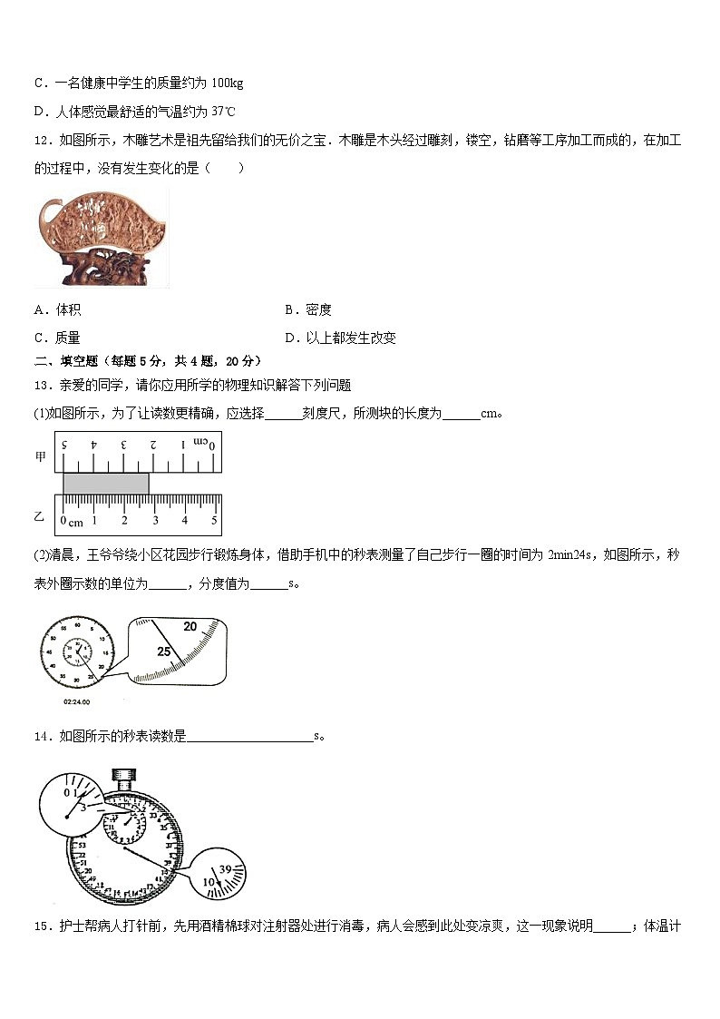 2023-2024学年四川省成都市八中八上物理期末综合测试模拟试题含答案03