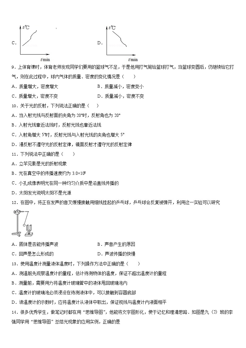 2023-2024学年四川省成都市七中学育才学校八年级物理第一学期期末调研试题含答案03