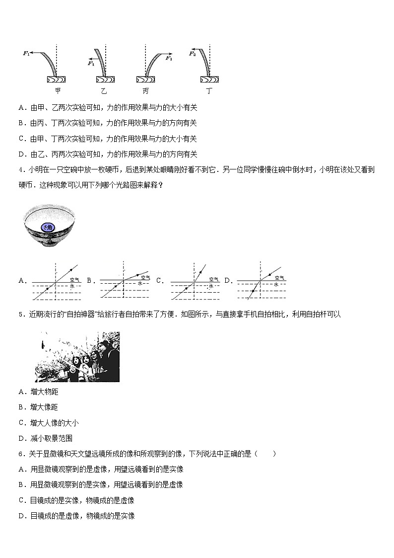 2023-2024学年四川省成都市双流黄甲中学八年级物理第一学期期末综合测试试题含答案第2页