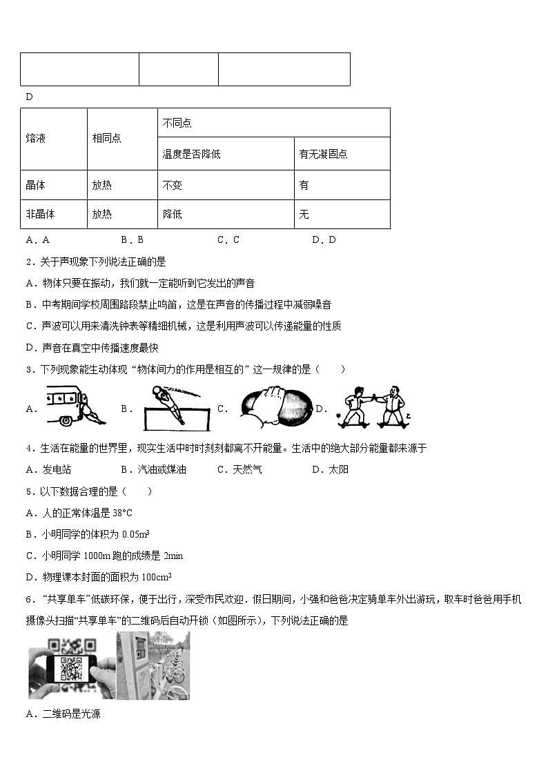 2023-2024学年四川省成都市双流黄甲中学八上物理期末调研模拟试题含答案02