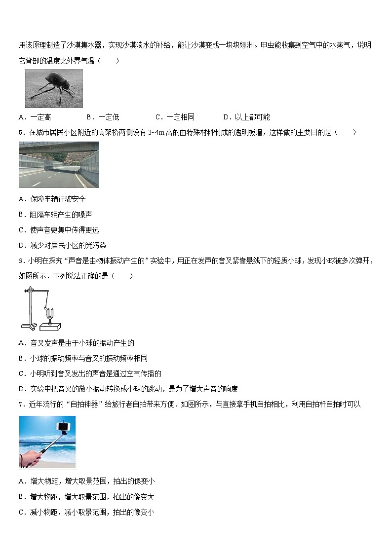 2023-2024学年四川省德阳市八上物理期末教学质量检测试题含答案02