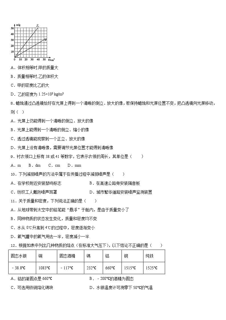 2023-2024学年四川省甘孜县物理八上期末调研试题含答案第3页