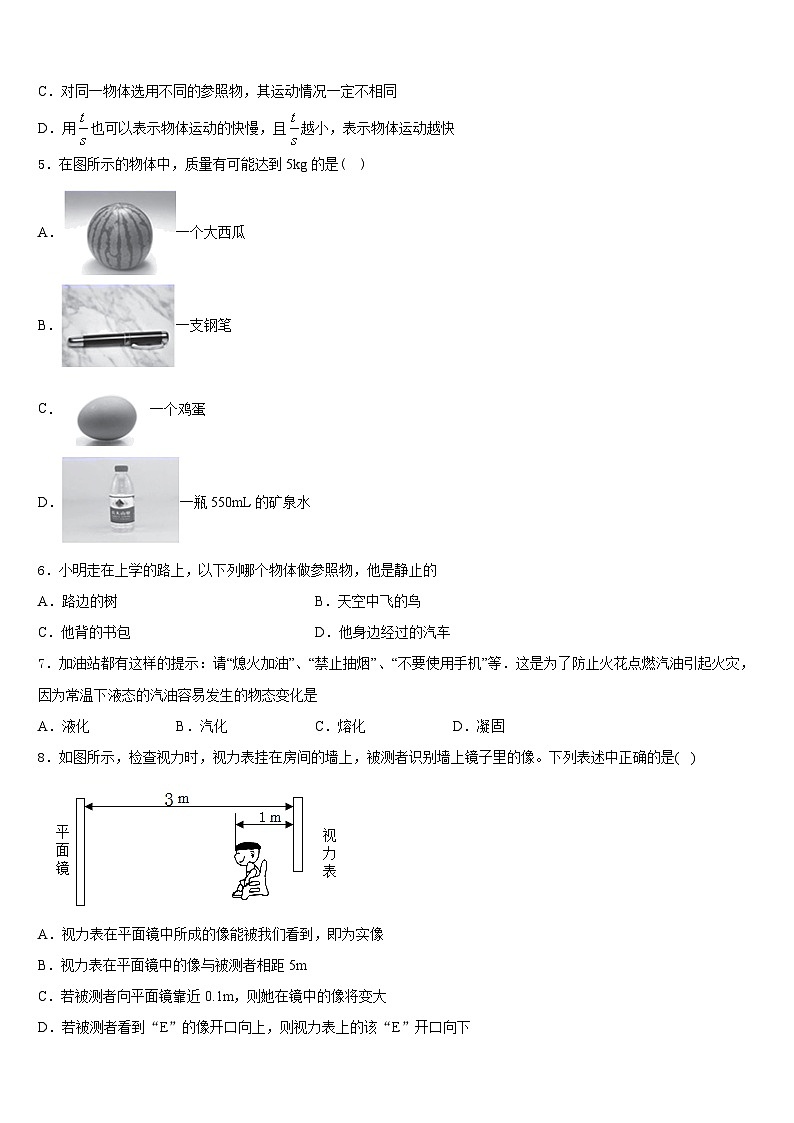2023-2024学年四川省攀枝花十七中学八上物理期末教学质量检测试题含答案第2页