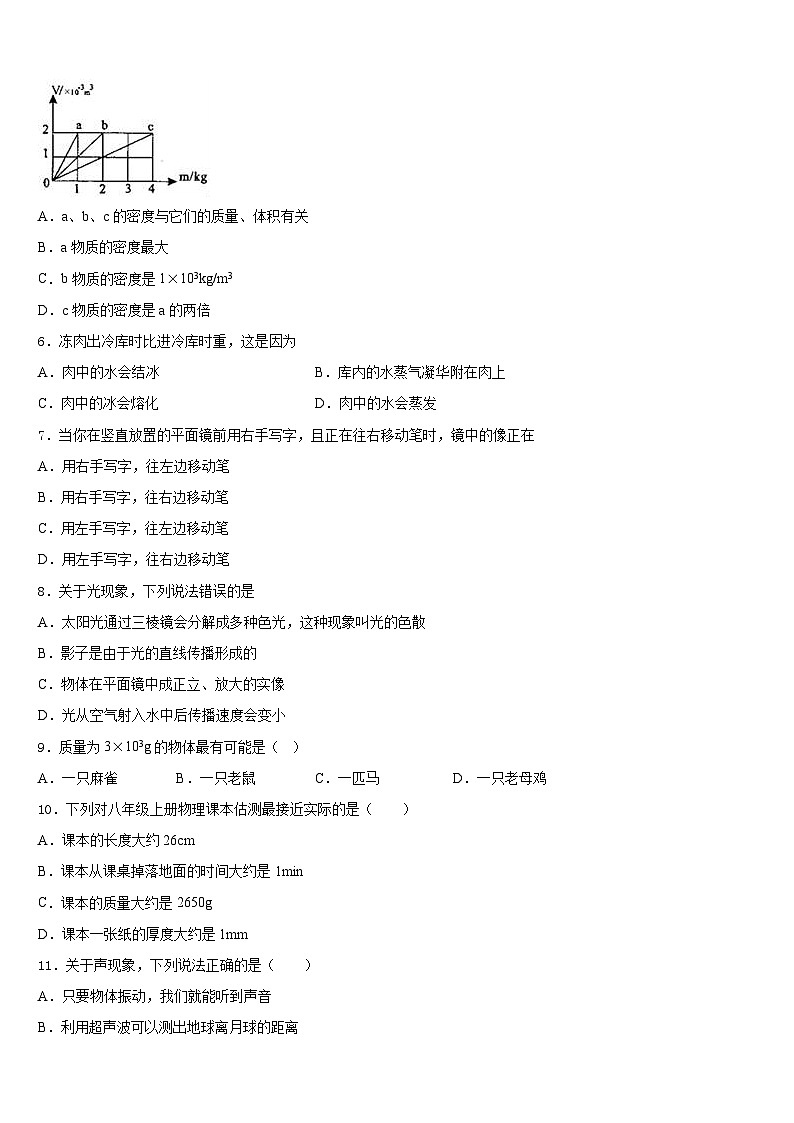 2023-2024学年四川省营山县联考八年级物理第一学期期末检测模拟试题含答案02