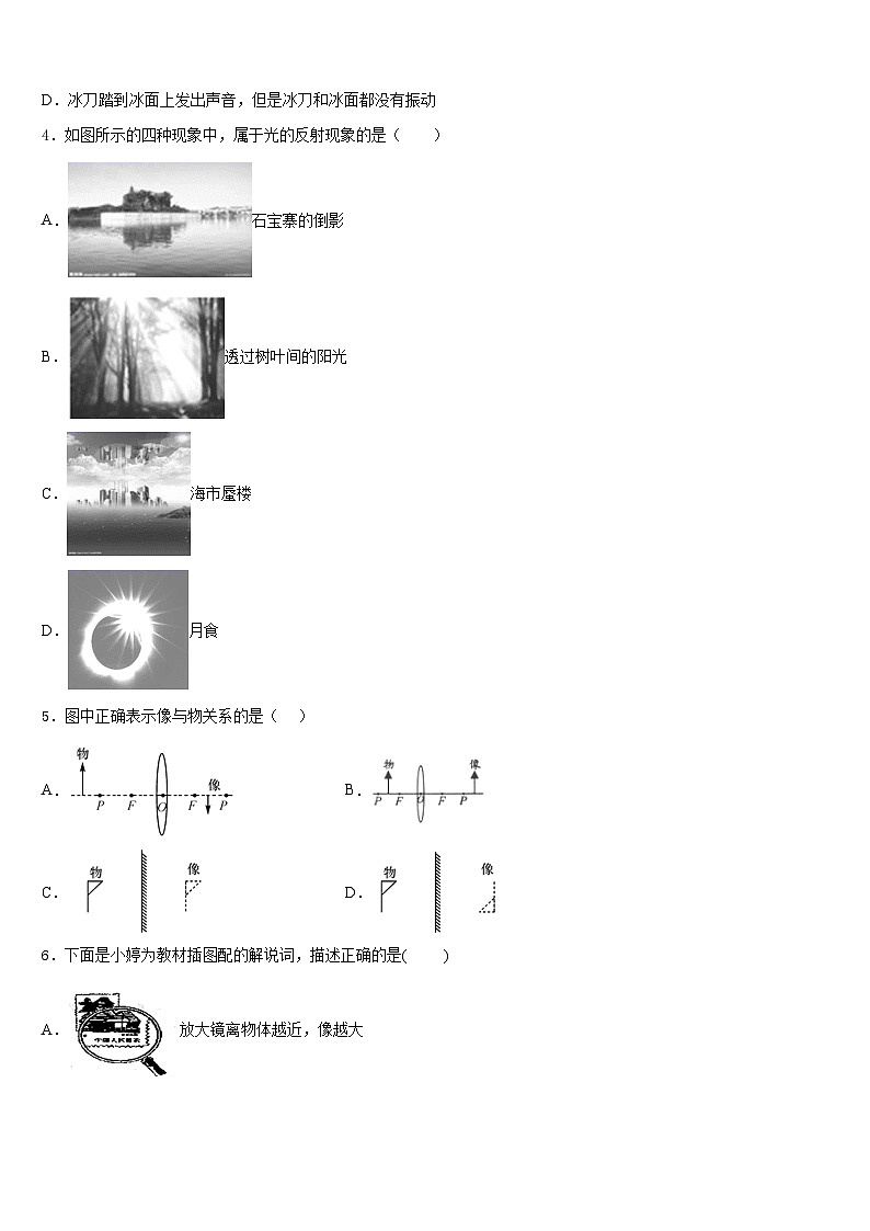 2023-2024学年四川省资阳市雁江区临丰祥片区八上物理期末经典模拟试题含答案第2页