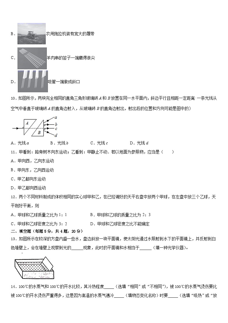 2023-2024学年安徽省临泉物理八年级第一学期期末质量检测模拟试题含答案03