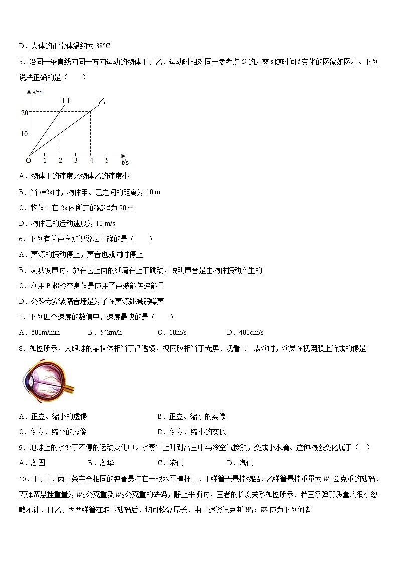 2023-2024学年天津河北区八上物理期末监测试题含答案第2页