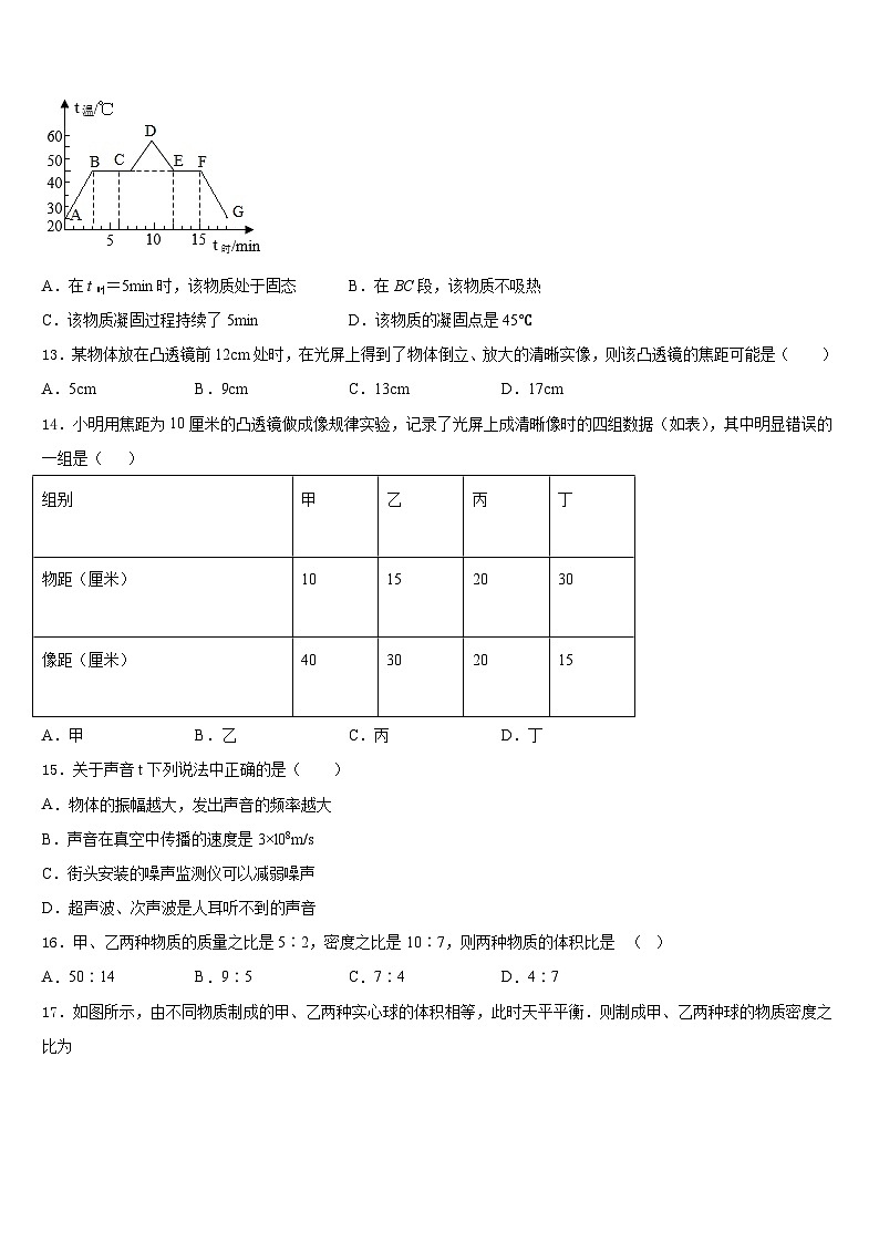 2023-2024学年四川省遂宁市大英县八年级物理第一学期期末学业水平测试模拟试题含答案03