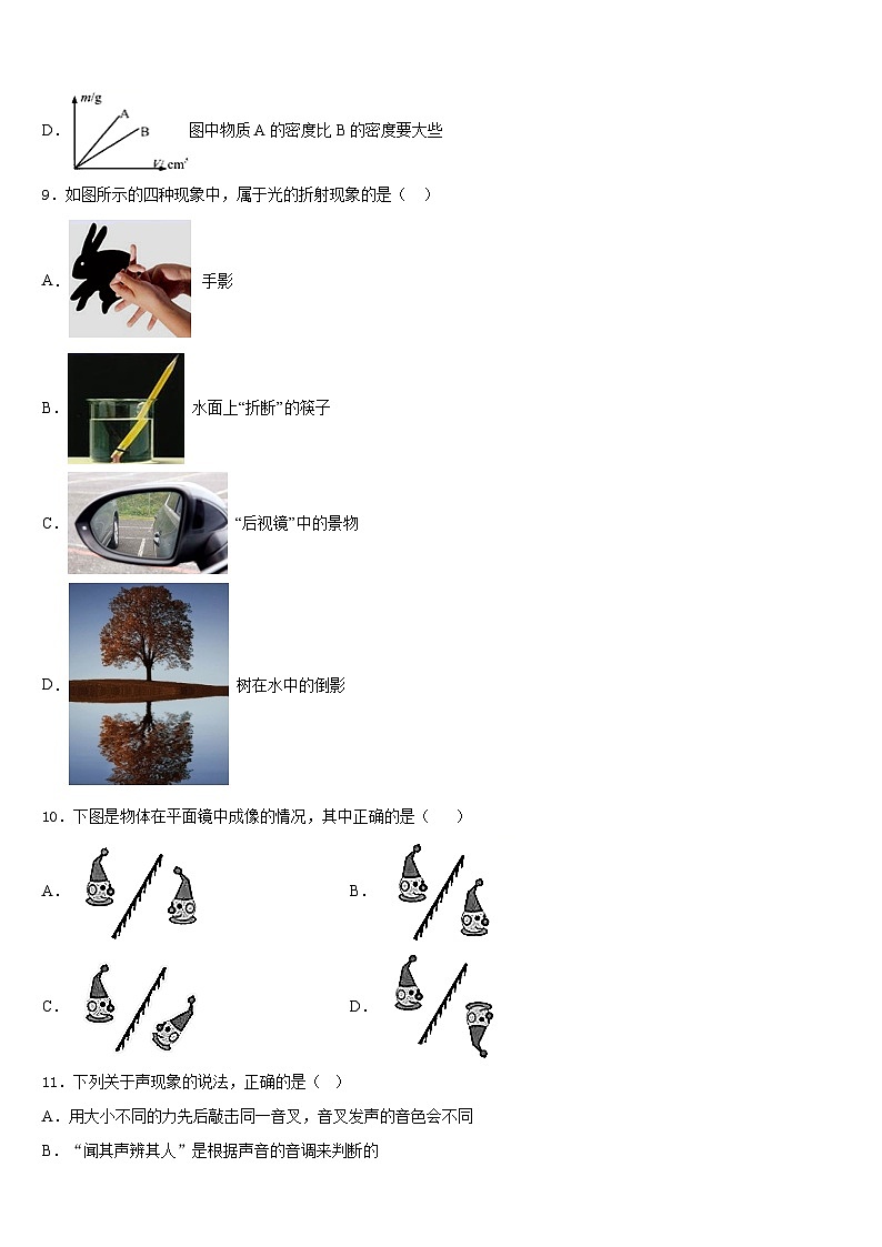 2023-2024学年上海市延安实验八上物理期末学业水平测试试题含答案第3页