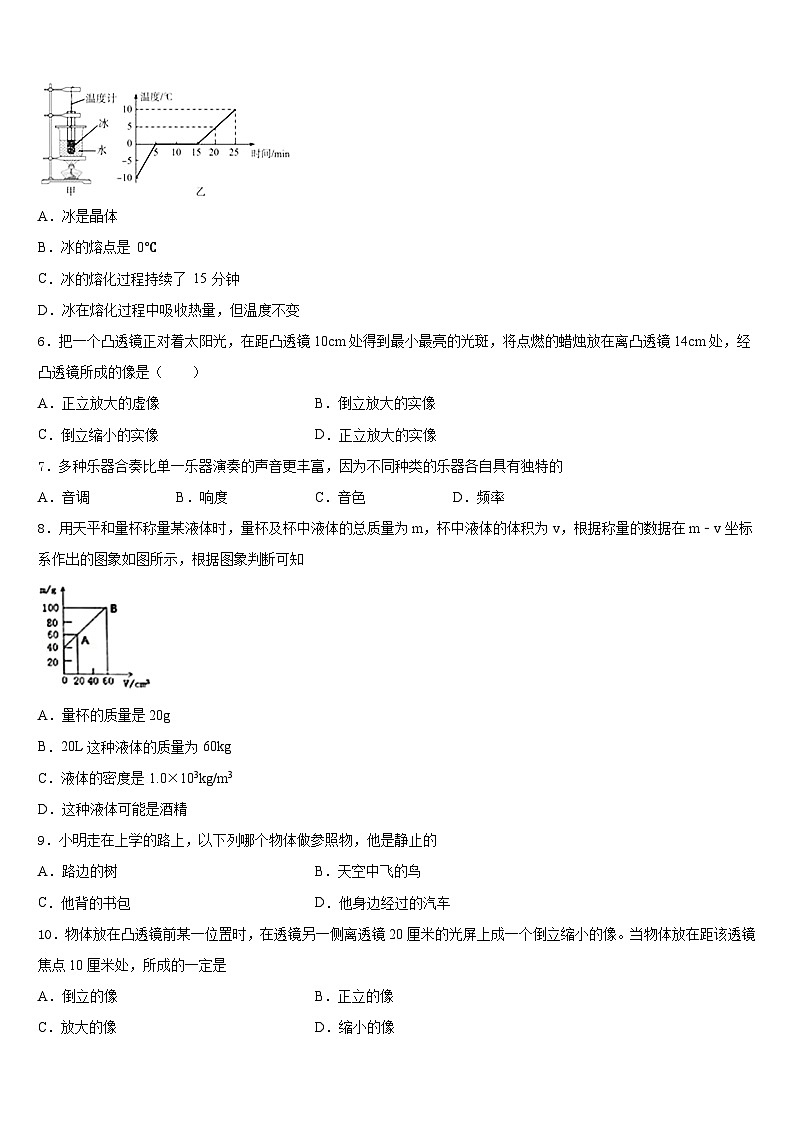 2023-2024学年北京临川学校八上物理期末学业水平测试试题含答案02