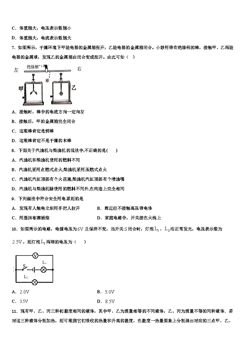 2023-2024学年物理九年级第一学期期末质量检测模拟试题03