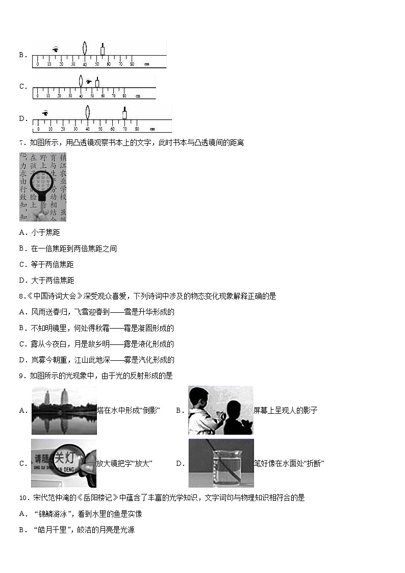 2023-2024学年安徽省安庆市桐城市物理八年级第一学期期末检测模拟试题含答案第2页