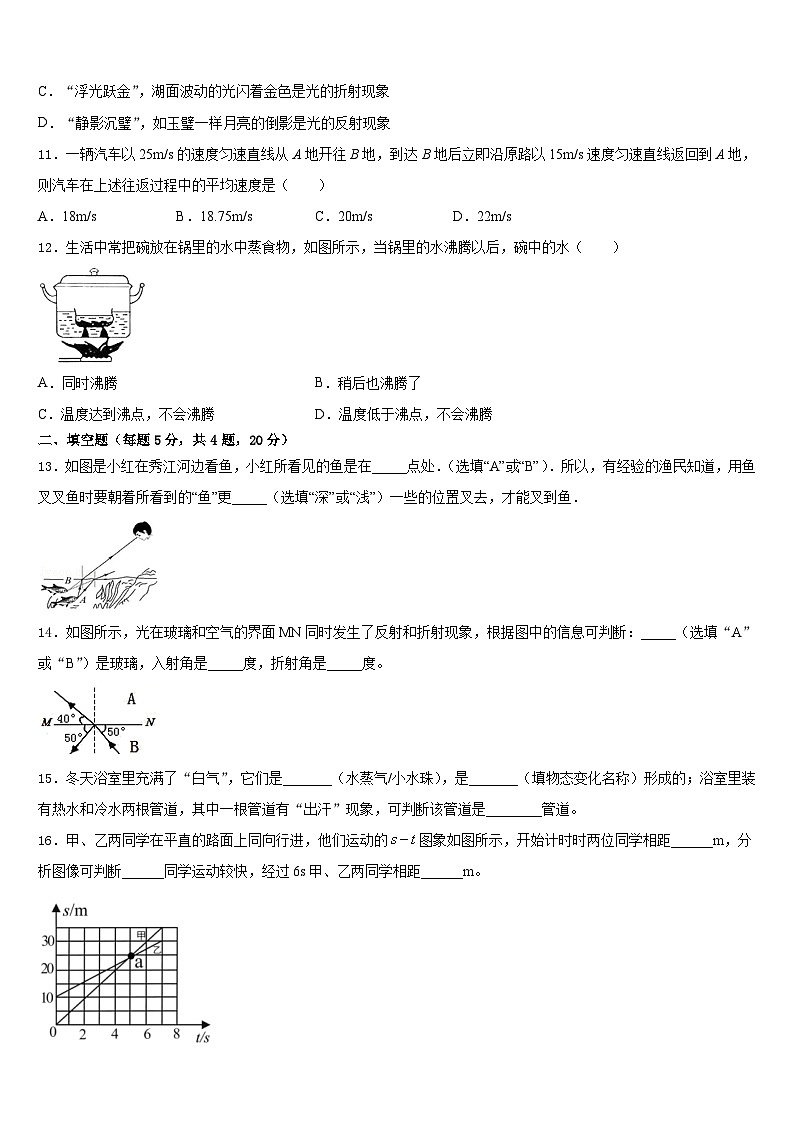 2023-2024学年安徽省安庆市桐城市物理八年级第一学期期末检测模拟试题含答案第3页