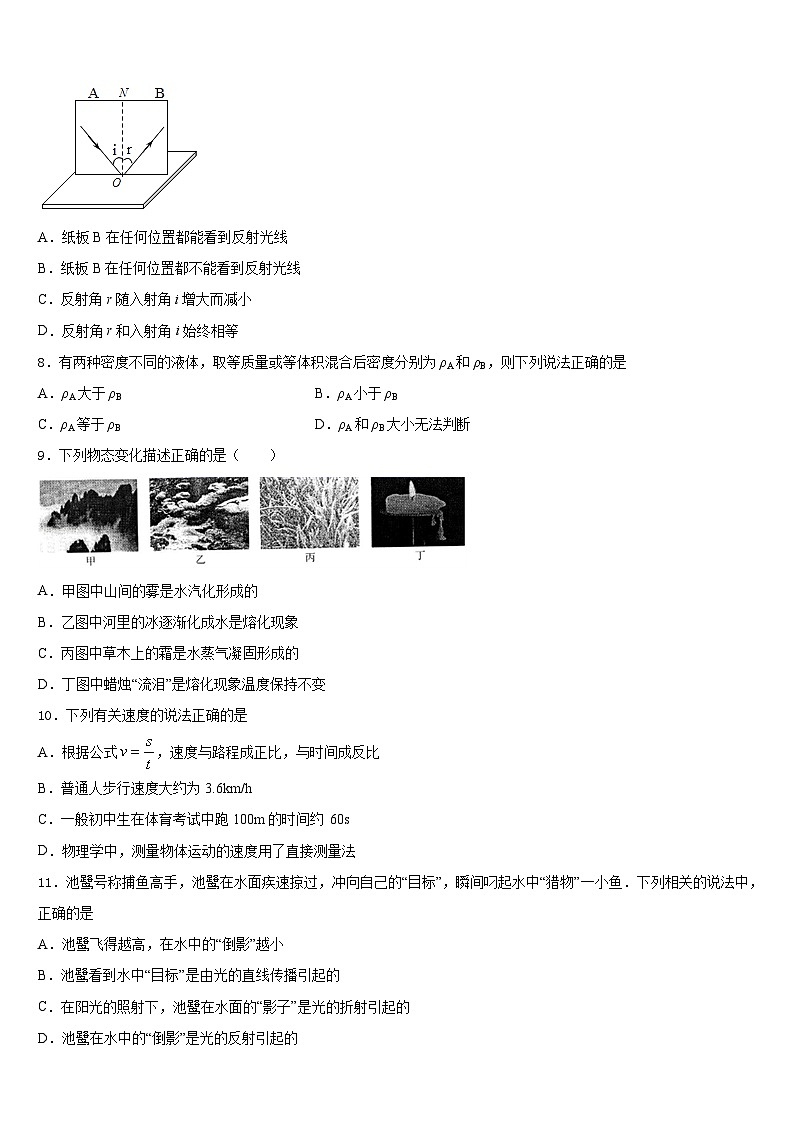 2023-2024学年安徽省亳州市黉高级中学物理八年级第一学期期末监测试题含答案第3页