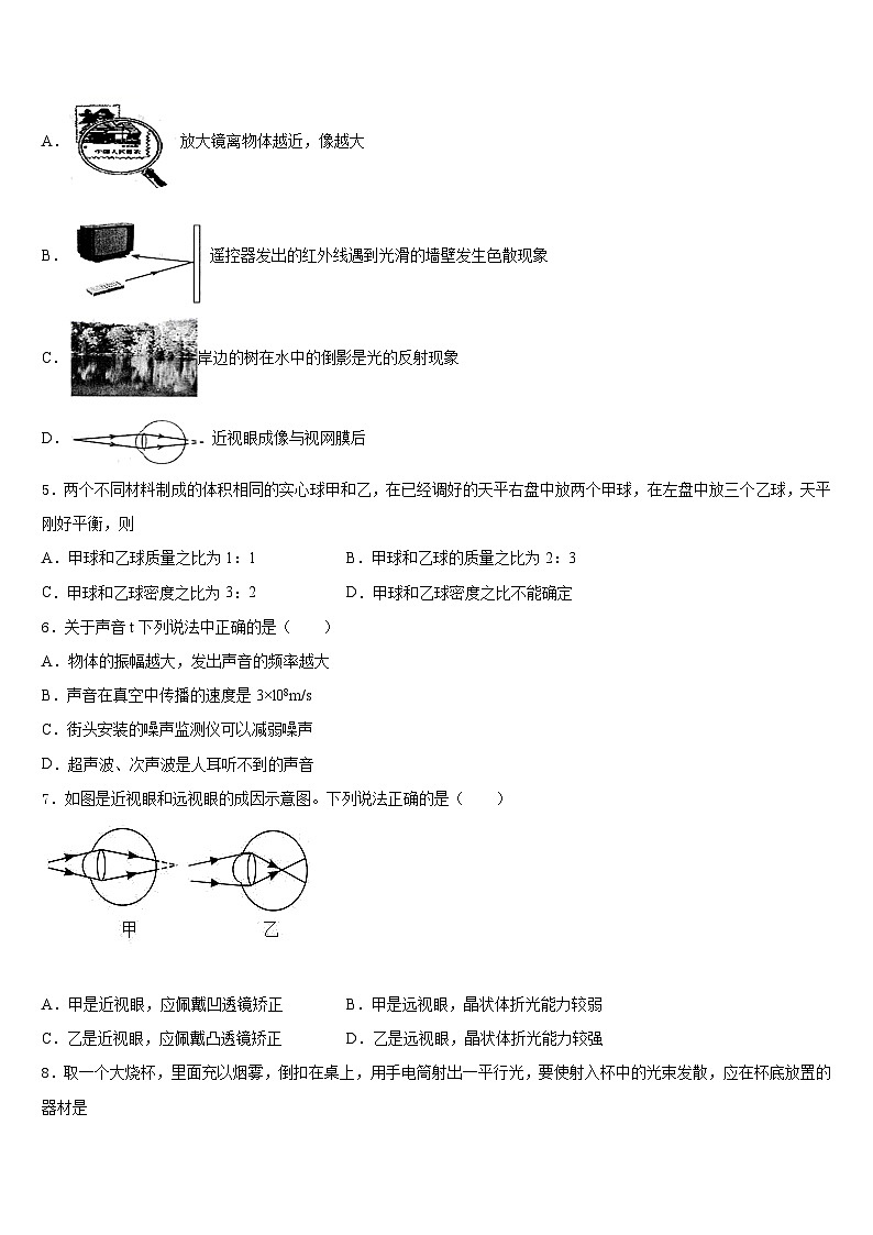 2023-2024学年安徽省六安市裕安区物理八上期末综合测试模拟试题含答案第2页