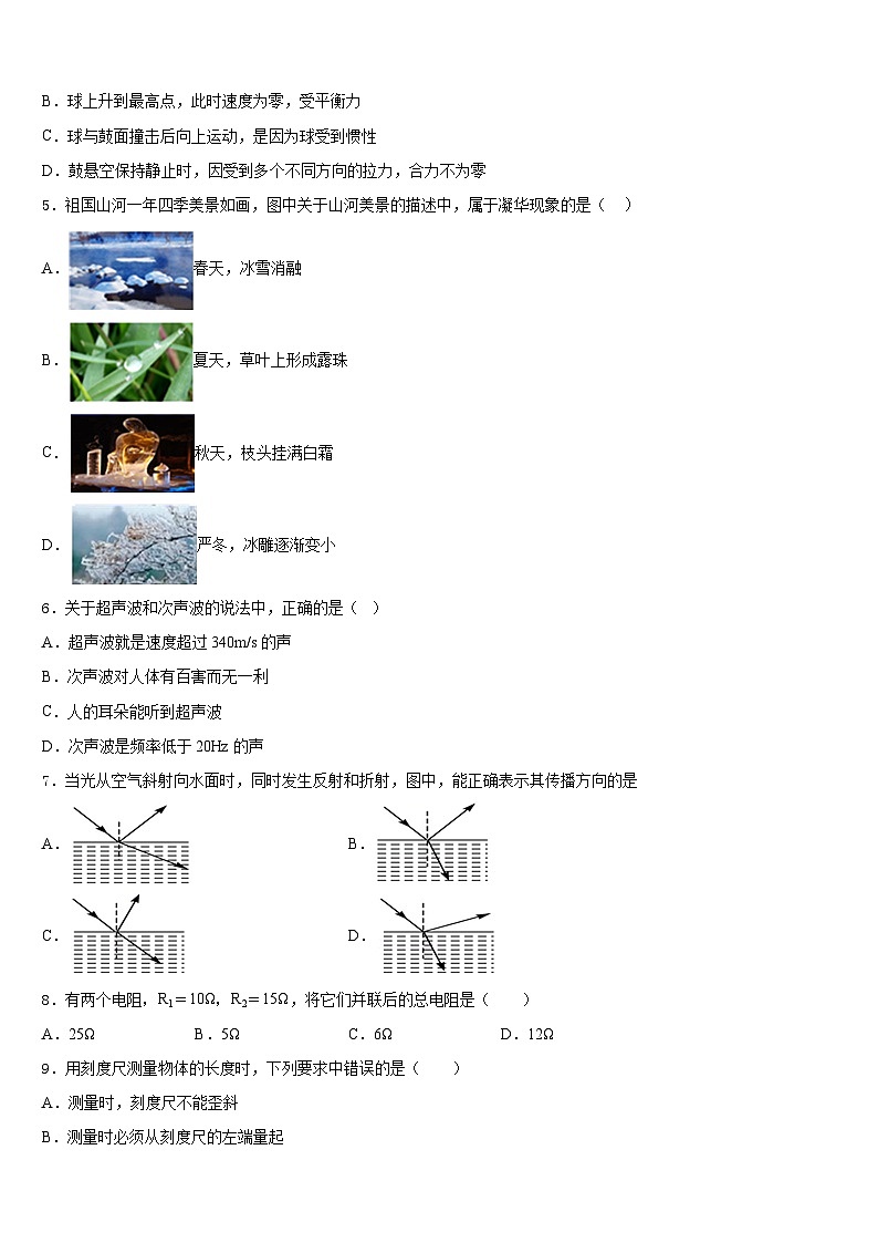 2023-2024学年安徽省宣城市宣州区水阳中学心初级中学八年级物理第一学期期末监测模拟试题含答案02