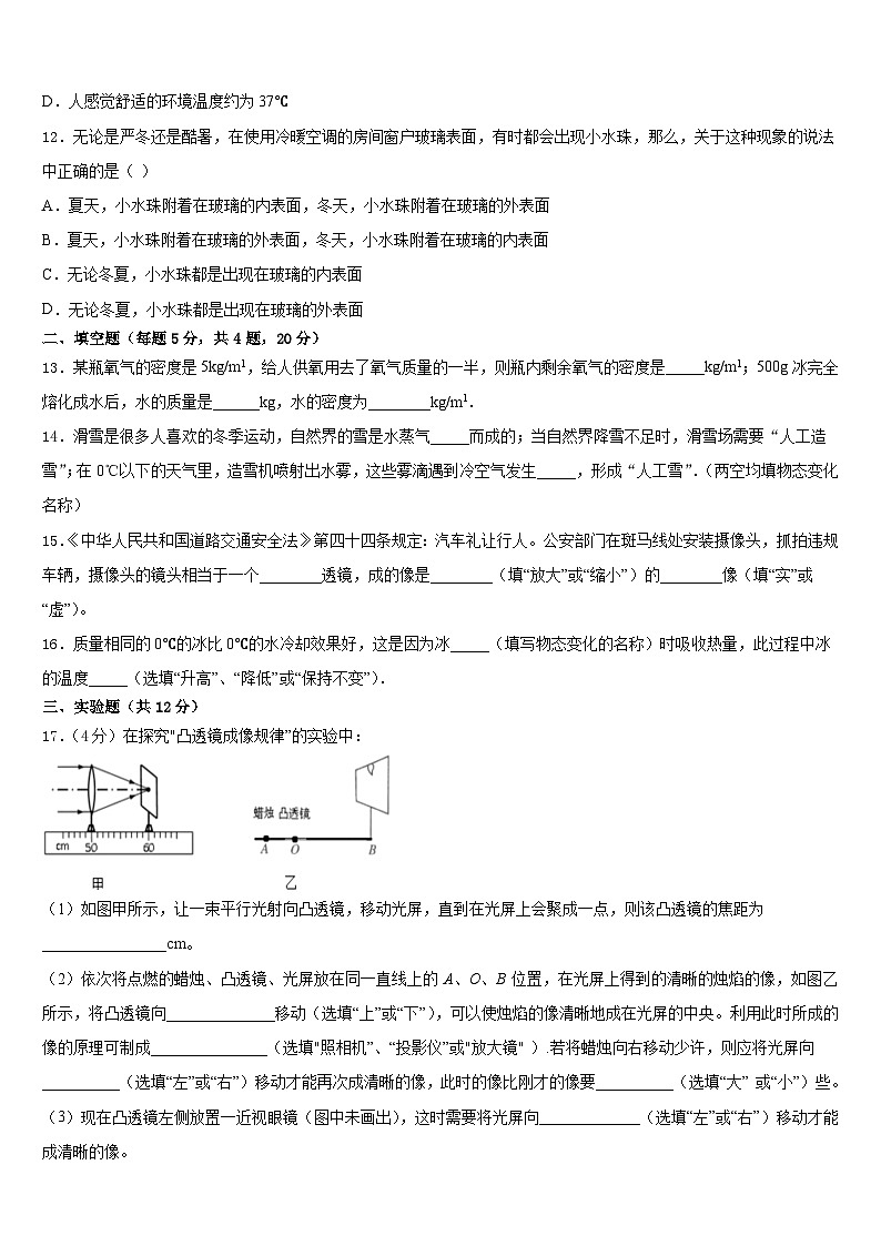 2023-2024学年安徽省养鹿中学八年级物理第一学期期末调研试题含答案03