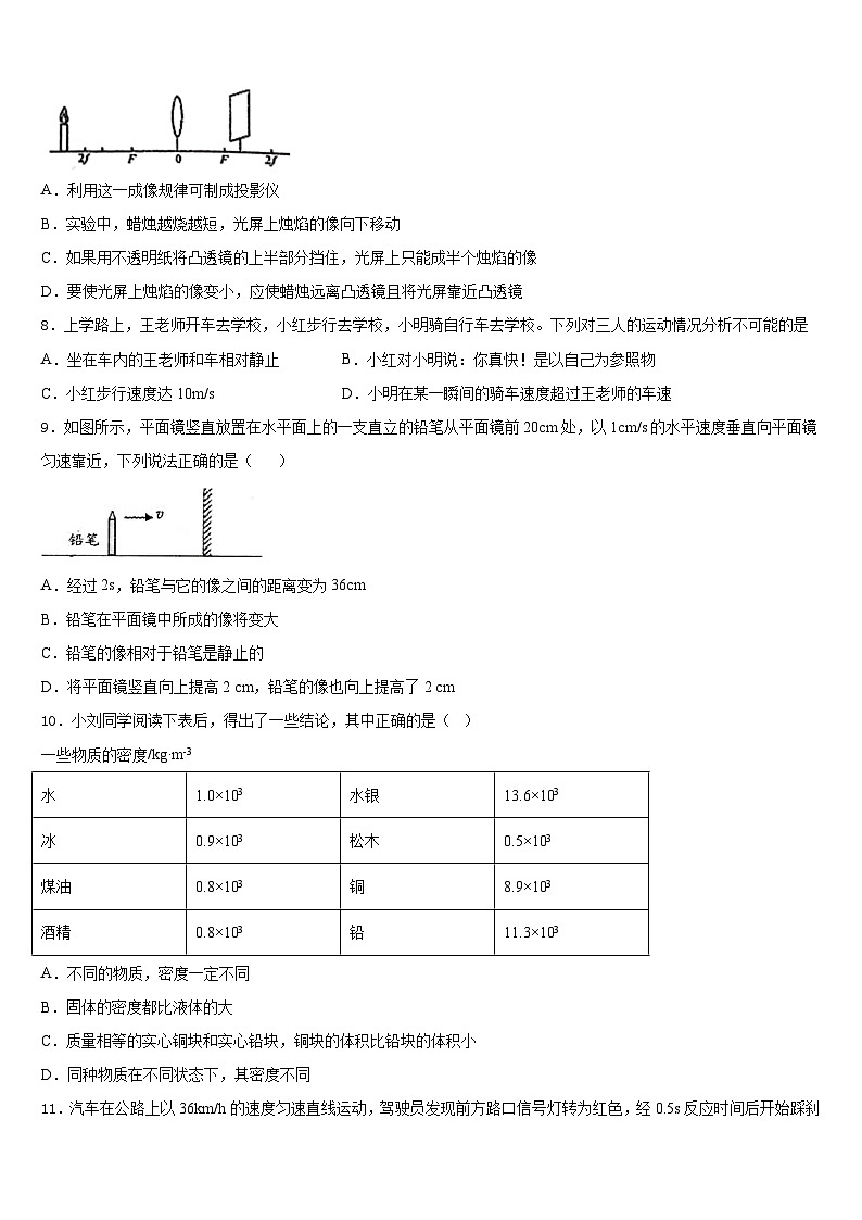 2023-2024学年安徽阜阳鸿升中学八上物理期末质量跟踪监视试题含答案03