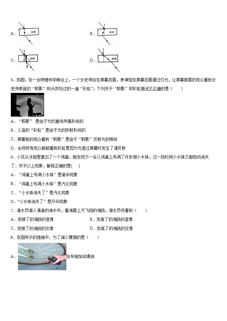 2023-2024学年安徽省滁州来安县八年级物理第一学期期末监测试题含答案02