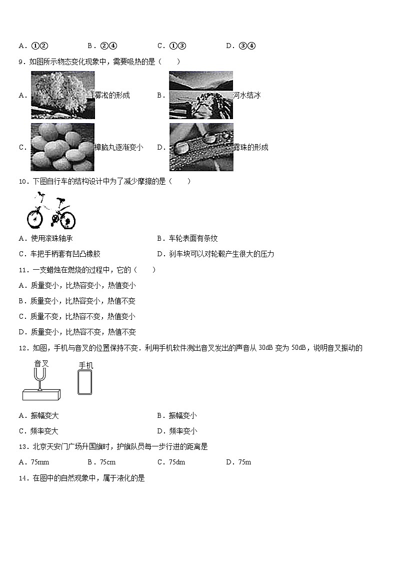 2023-2024学年安徽省合肥市45中学物理八上期末学业水平测试模拟试题含答案第3页
