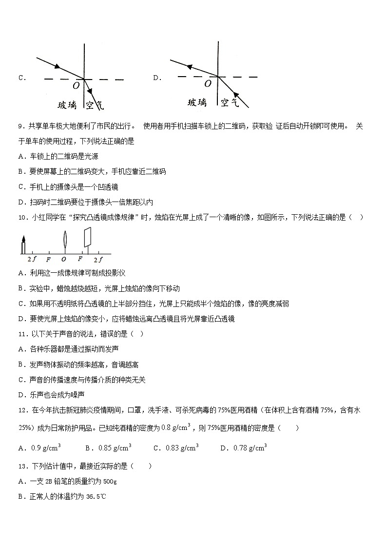 2023-2024学年安徽省十校联考八上物理期末学业水平测试试题含答案第3页