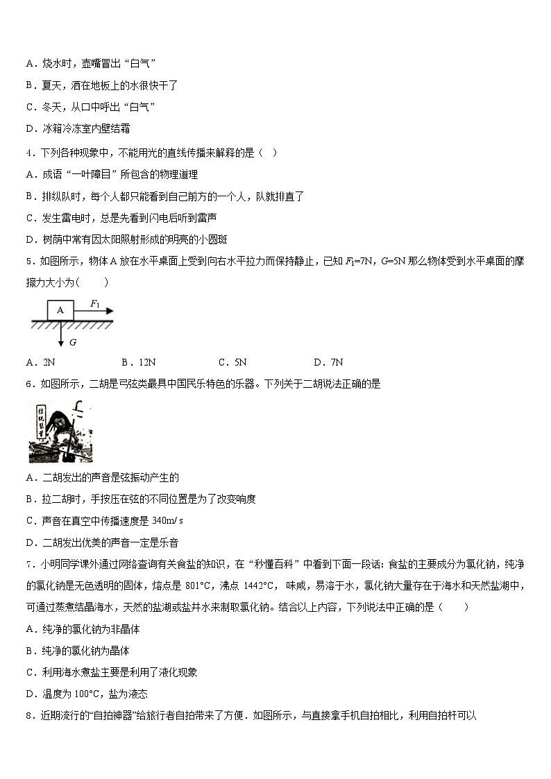 2023-2024学年安徽省宿州市砀山县八上物理期末达标检测试题含答案02