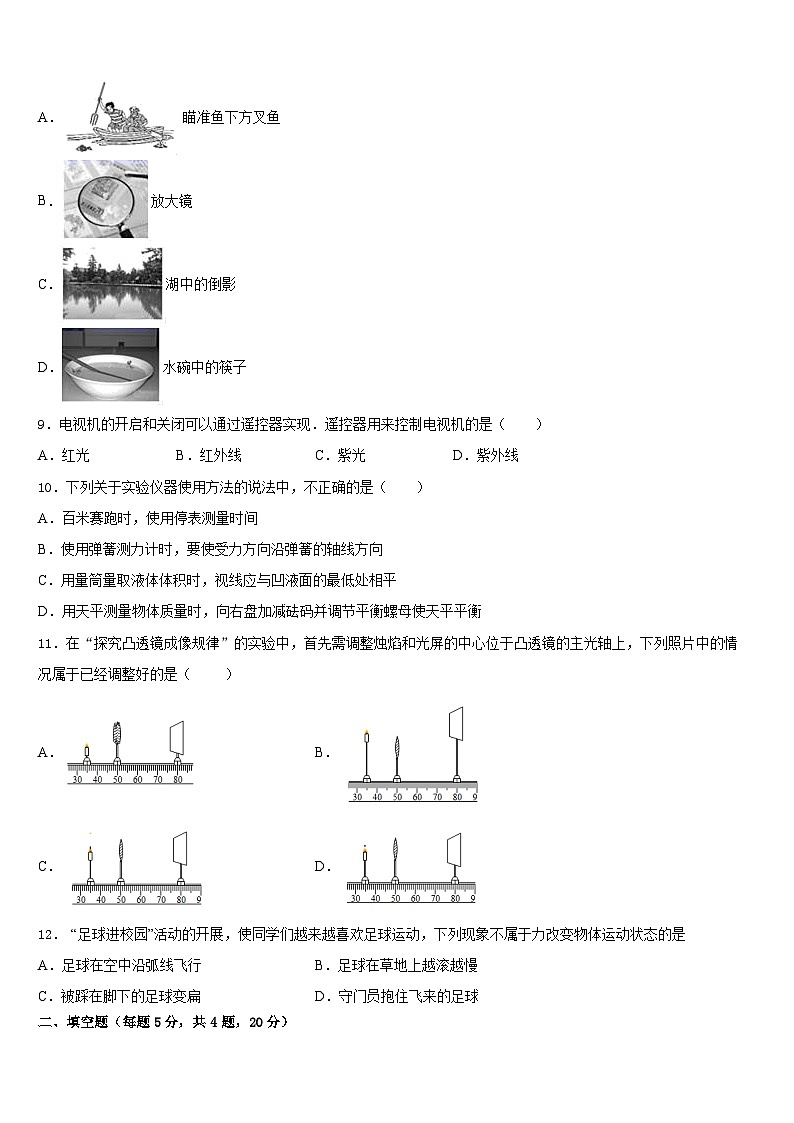 2023-2024学年安徽省蒙城下县物理八上期末综合测试试题含答案第3页