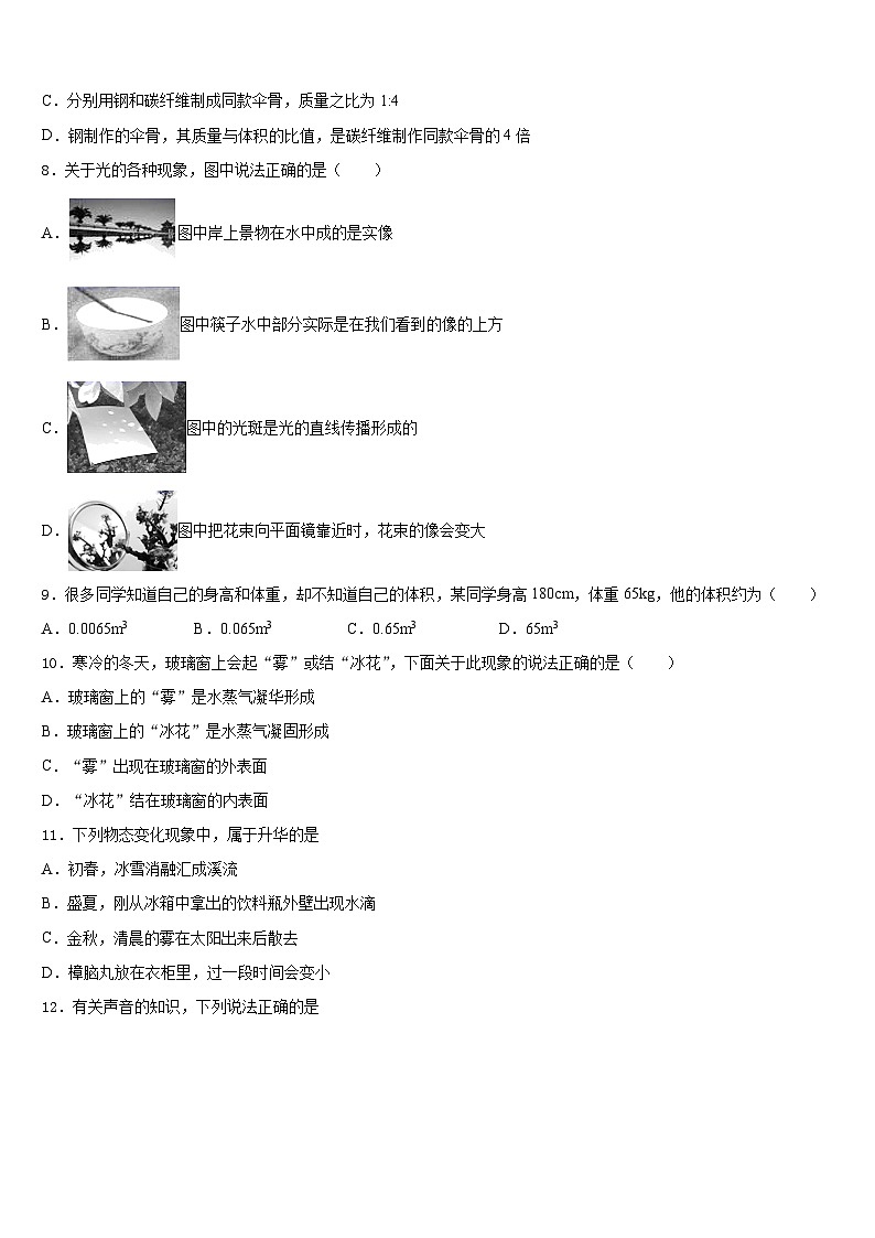 2023-2024学年山东日照明望台中学八年级物理第一学期期末达标检测模拟试题含答案第3页