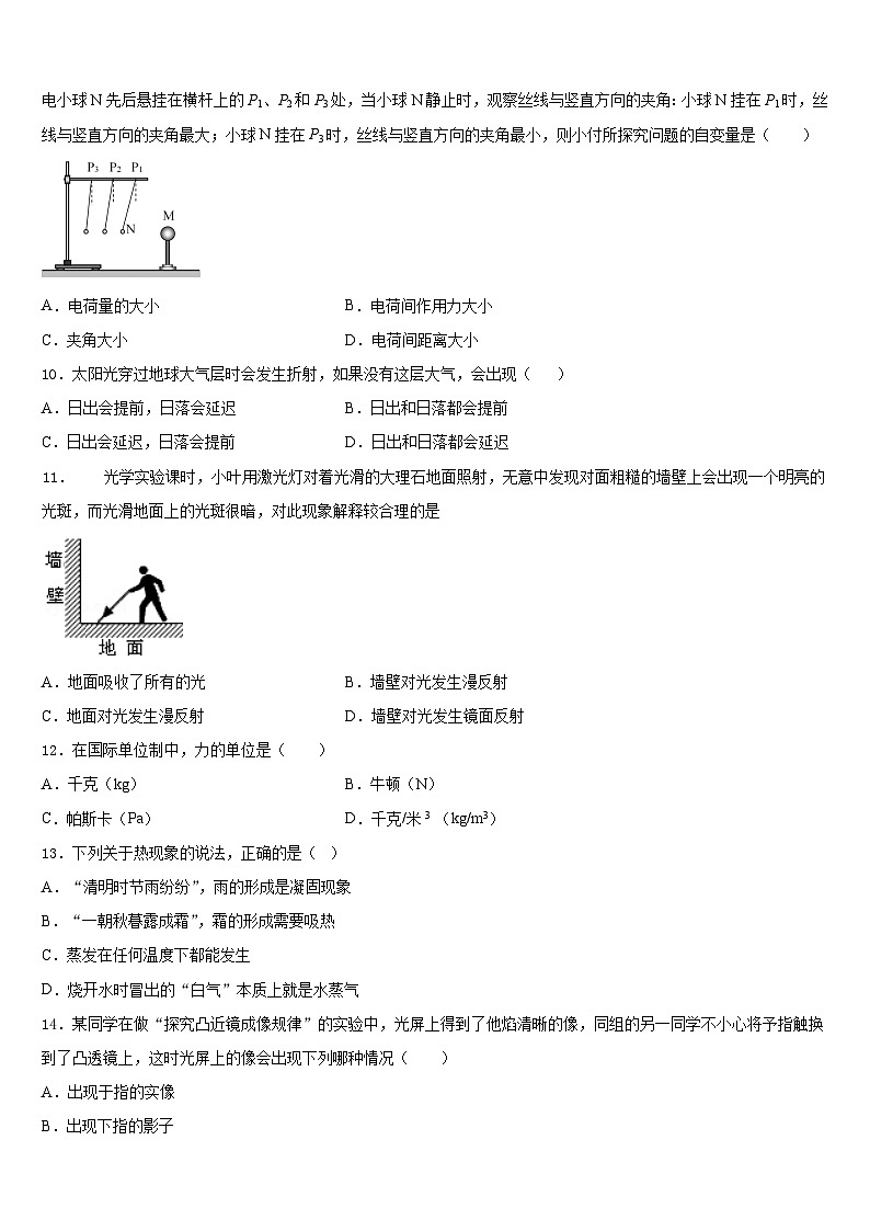 2023-2024学年山东省东平县第三中学物理八年级第一学期期末检测模拟试题含答案03