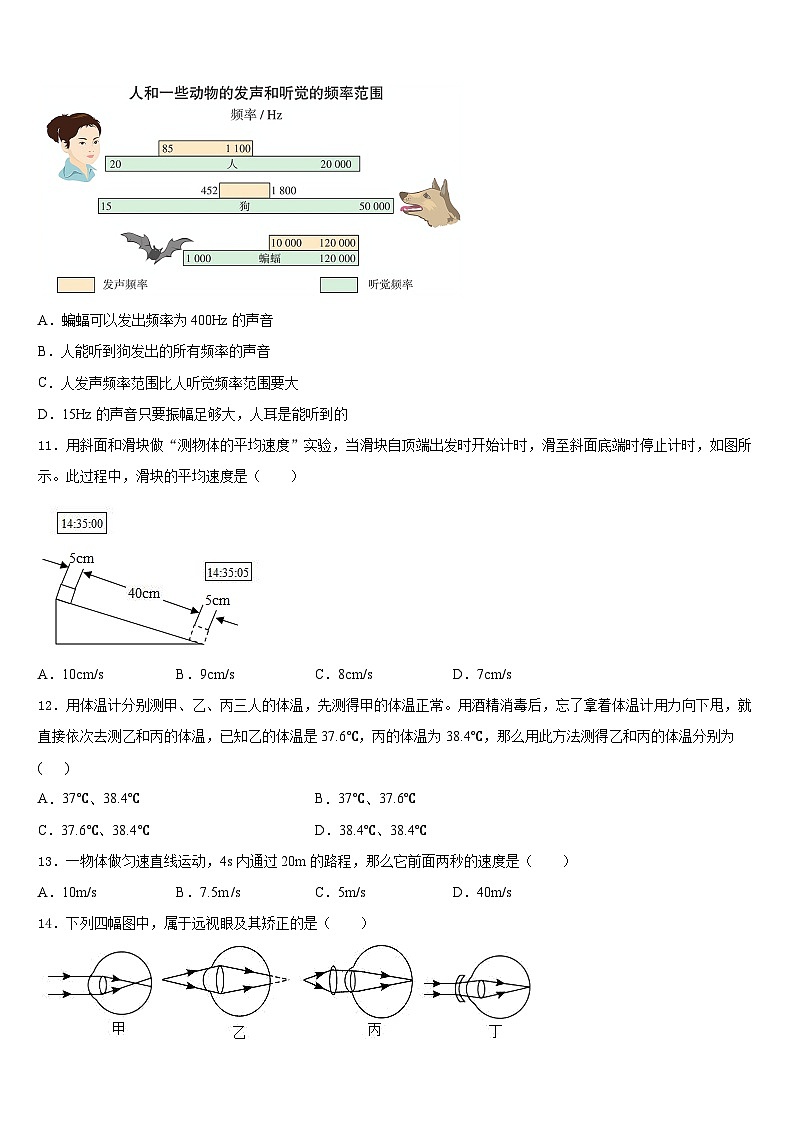 2023-2024学年山东省东营地区物理八上期末教学质量检测试题含答案第3页