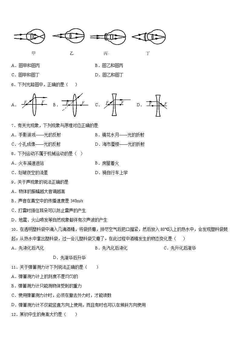 2023-2024学年山东省乐陵市八年级物理第一学期期末考试模拟试题含答案第2页