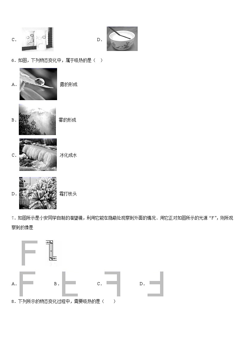 2023-2024学年山东省临沂市沂县物理八上期末统考试题含答案第2页