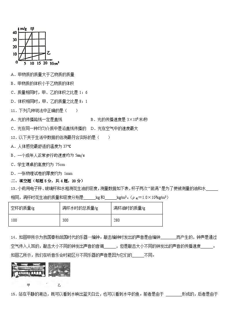 2023-2024学年山东省德州市禹城市齐鲁中学八年级物理第一学期期末质量检测模拟试题含答案第3页