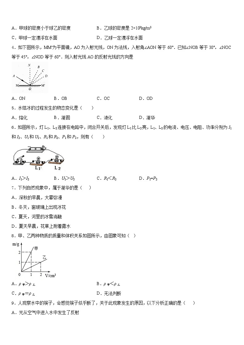 2023-2024学年山东省德州武城县联考八年级物理第一学期期末综合测试试题含答案第2页