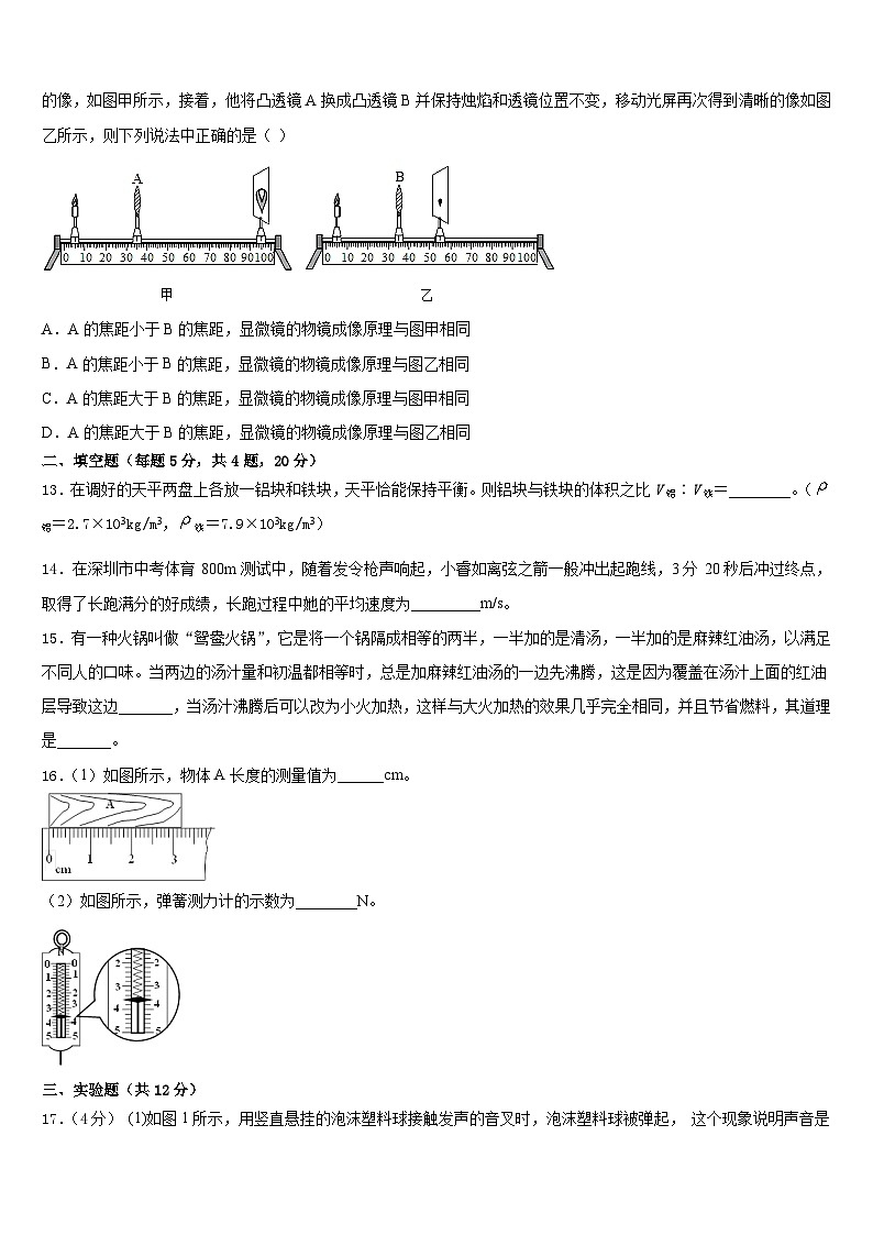 2023-2024学年山东省济南市平阴县八上物理期末检测模拟试题含答案03