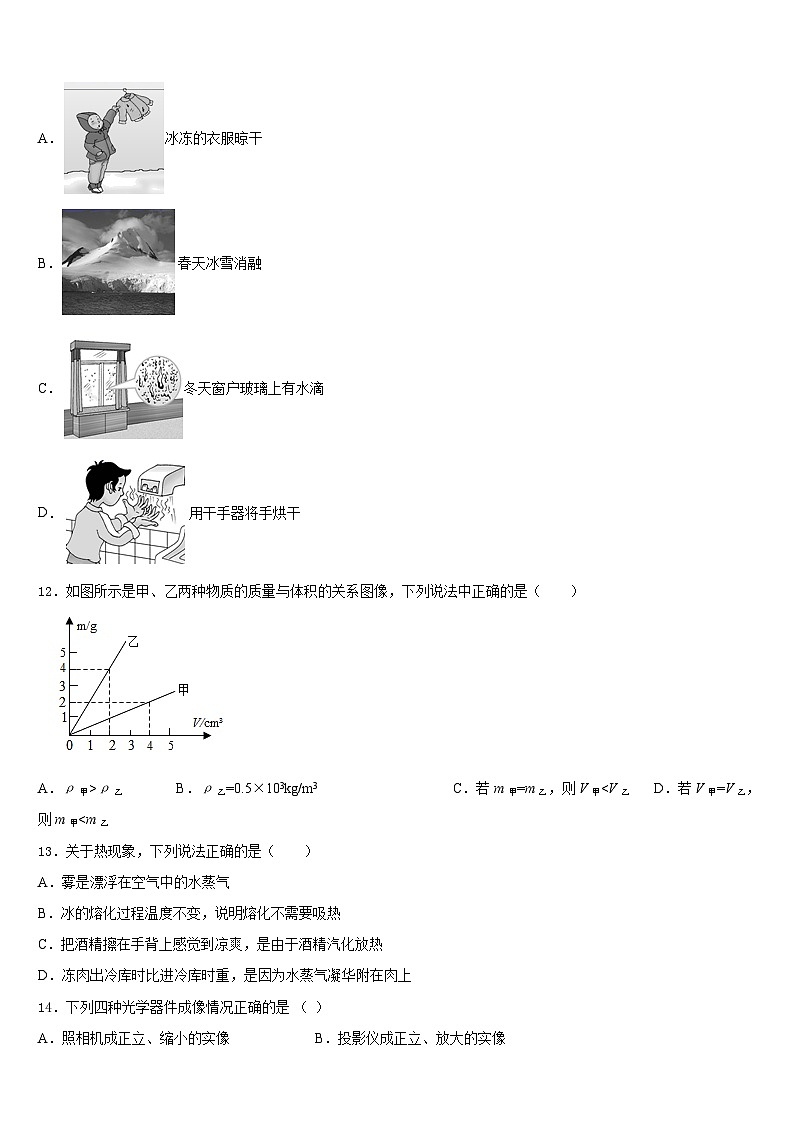 2023-2024学年山东省望留镇庄头中学物理八上期末联考试题含答案第3页